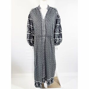 BOTEH Black HERMIA Maxi Dress Size 3 US 8 Casual Boho Summer Long Sleeve V-Neck